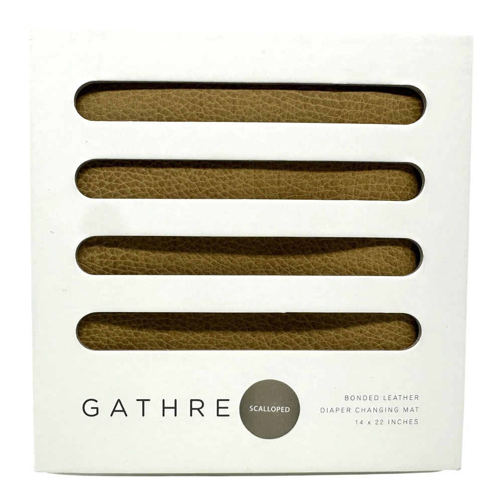 Gathre Scalloped Bonded Leather Micro Baby Diaper Changing Mat Brown 14x22 NEW